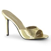 CLASSIQUE-01 Pleaser Damen High-Heels Peep Toe Pantoletten gold Metallic