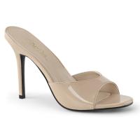 CLASSIQUE-01 Pleaser Damen High-Heels Peep Toe Pantoletten hautfarben Lack