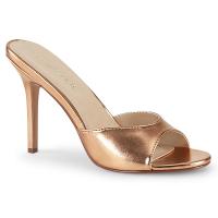 CLASSIQUE-01 Pleaser high heels peep toe slide rose gold metallic matte