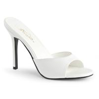CLASSIQUE-01 Pleaser high heels peep toe slide white kid pu