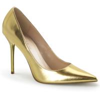 CLASSIQUE-20 Pleaser Damen High-Heels Pumps gold Metallic vorn spitz geschnitten