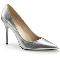 CLASSIQUE-20 Pleaser Damen High-Heels Pumps silber Metallic vorn spitz geschnitten