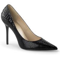 CLASSIQUE-20SP Pleaser high heels pointed toe classic pump black snake-print leather