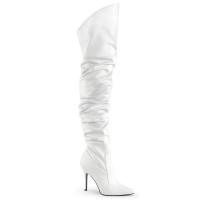 Sale CLASSIQUE-3011 Pleaser Damen High-Heels Overkneestiefel weiß Lederoptik gerafft 37