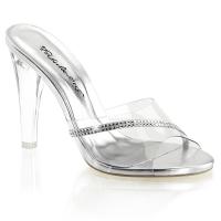 CLEARLY-401R sexy Fabulicious High-Heels Plateaupantoletten transparent mit Strass