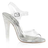 CLEARLY-408MG Fabulicious High-Heels Plateausandaletten transparent mit Miniglitter