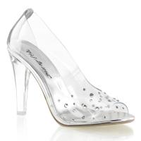 Sale CLEARLY-420 Fabulicious High-Heels Peep-Toe Plateaupumps transparent mit Strass 37