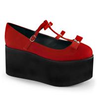 CLICK-08 DemoniaCult Damen Gothic Plateaupumps Schuhe rot Textil Canvas Stoff Nieten