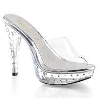 COCKTAIL-501SDT Fabulicious high heels platform slide clear with rhinestones