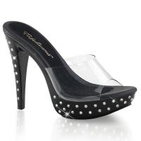 COCKTAIL-501SDT Fabulicious high heels platform slide clear black with rhinestones