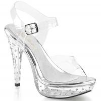 COCKTAIL-508SDT Fabulicious high heels platform ankle strap sandal clear with rhinestones