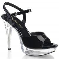 COCKTAIL-509 Fabulicious high heels platform ankle strap sandal black patent clear
