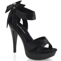 COCKTAIL-568 Fabulicious High-Heels Plateausandaletten schwarz Satin mit Schleife