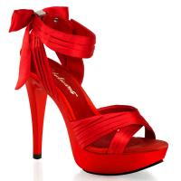 COCKTAIL-568 Fabulicious High-Heels Plateausandaletten rot Satin mit Schleife