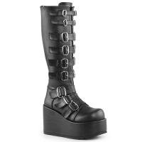 CONCORD-108 DemoniaCult Gothic Punk Plateaustiefel schwarz Lederoptik Riemchen