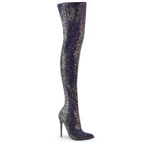 COURTLY-3015 Pleaser High-Heels Overkneestiefel schwarz Multiglitter