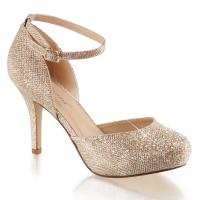 COVET-03 Fabulicious Damen Plateau Pumps Glitter Gewebe haut silber Strass Steinchen