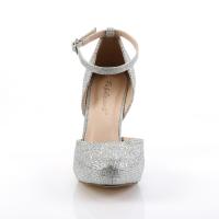 Sale COVET-03 Fabulicious Damen Plateau Pumps Glitter Gewebe silber Strass Steinchen 40