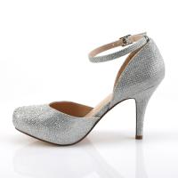 Sale COVET-03 Fabulicious Damen Plateau Pumps Glitter Gewebe silber Strass Steinchen 40