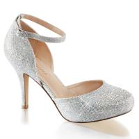 COVET-03 Fabulicious Damen Plateau Pumps Glitter Gewebe silber Strass Steinchen