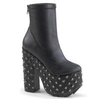 CRAMPS-110 DemoniaCult Damen Plateau Stiefeletten Pyramiden Nieten schwarz Lederlook