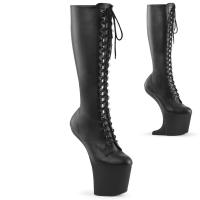CRAZE-2023 Pleaser high heels lace-up stretch knee high boot black matte