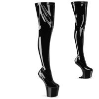 CRAZE-3000 Pleaser vegan tigh high convertible wedge platform boots black patent