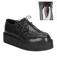 Sale CREEPER-402 DemoniaCult Unisex Plateau Schnürschuhe schwarz Leder Flechtmuster 42