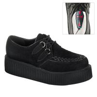 CREEPER-402S Demonia Damen Herren Plateau Schnürschuhe schwarz Wildleder