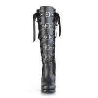 CRYPTO-106 DemoniaCult Plateaustiefel schwarz Lederoptik Spitze Korsettschnürung