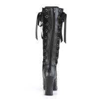 CRYPTO-106 DemoniaCult Plateaustiefel schwarz Lederoptik Spitze Korsettschnürung