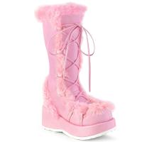 Sale CUBBY-311 DemoniaCult Damen Plateaustiefel Fellbesatz babypink Lederoptik 41
