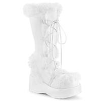 Auktion CUBBY-311 DemoniaCult vegane Damen Schnür Plateaustiefel Fellbesatz weiß Lederoptik 38