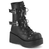 CUBBY-54 DemoniaCult Plateaustiefel Totenkopfriemen Zahnanhänger Nieten schwarz Matt