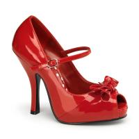 CUTIEPIE-08 Pin Up Couture High-Heels Peep-Toe Riemchenpumps rot Lack mit Schleife