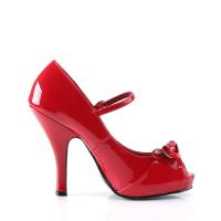 Sale CUTIEPIE-08 Pin Up Couture High-Heels Peep-Toe Riemchenpumps rot Lack mit Schleife 39