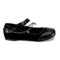 DAISY-07 DemoniaCult Damen Ballerinas Gothic Punk Totenkopf Kette schwarz Samt Lederoptik