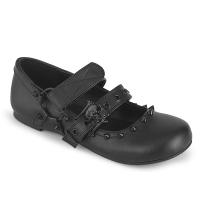DAISY-08 Damenia Damen Ballerina Mary Jane Stil Totenkopf schwarz Lederoptik