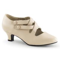 DAME-02 Funtasma Kitten Damen Pumps doppeltes Kreuz Riemchen creme Lederoptik