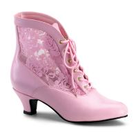 DAME-05 Funtasma viktorianische Damen Stiefeletten babypink Lederlook Spitze