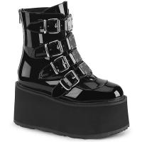 Sale DAMNED-105 Demonia Damen Schnallenriemen Plateaustiefeletten schwarz Lack 38
