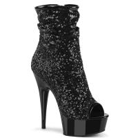 DELIGHT-1008SQ Pleaser High Heels Platform Ankle Boot black sequins black matte