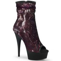 DELIGHT-1008SQ Pleaser High Heels Platform Ankle Boot burgundy sequins black matte