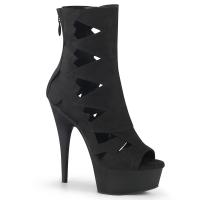 DELIGHT-1014 Pleaser Damen High Heels  Cutouts Stiefeletten schwarz Velours Matt