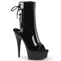 DELIGHT-1018 Pleaser high heels platform peep toe ankle boots black patent