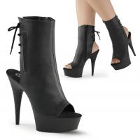 DELIGHT-1018 Pleaser high heels platform peep toe ankle boot black matte