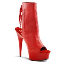DELIGHT-1018 Pleaser high heels platform peep toe ankle boot red vegan leather