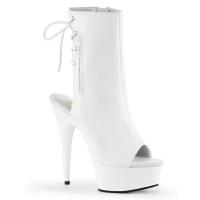 DELIGHT-1018 Pleaser high heels platform peep toe ankle boot white vegan leather