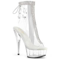 DELIGHT-1018C-2RS Pleaser high heels platform ankle boot rhinestones clear