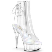 DELIGHT-1018C Pleaser transparente Damen Peep Toe High Heels Plateaustiefeletten